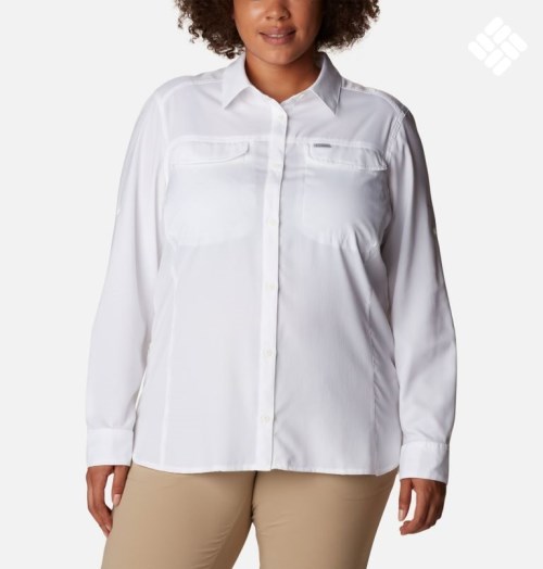 Women's Columbia Silver Ridge Lite Long Sleeve Shirts White | Plus Size CA-L3605